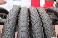 The Vee Rubber cyclocross tires all have V designs in the name and tread. Here we have the Flying V, Race V, 7 and Rail cyclocross tires (from left to right). All will come in a 700x35c and some in 40c. ©Cyclocross Magazine